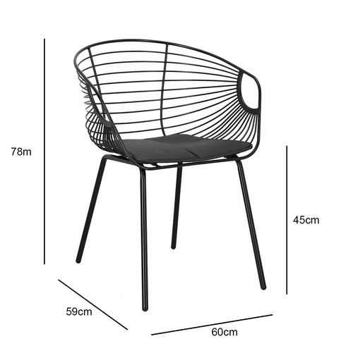 Jídelní židle Sligo Intesi černá kovová s područkami, vzdušná, industriální