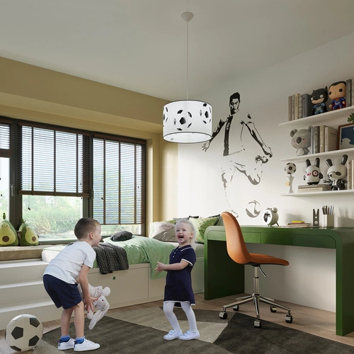 Závěsné svítidlo FOOTBALL A 40 moderní do dětského pokoje bílo-černé fotbalový motiv