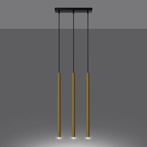 Závěsné svítidlo Pastelo 3x zlaté moderní nastavitelné do obýváku a jídelny