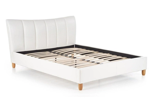 Čalouněná postel do ložnice Sany bílá 160x200 moderní dřevo s roštem