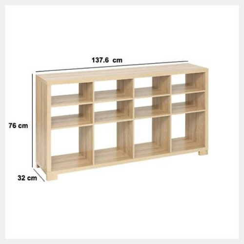 Knihovna Bivoak nízká 8 polic přírodní MDF do obýváku a studentského pokoje 5five