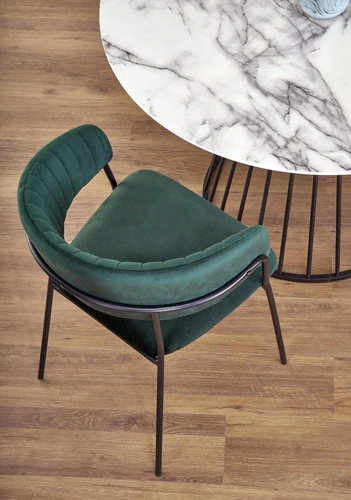 Kulatý jídelní stůl bílý mramor 110 cm moderní glamour na jedné noze Intesi