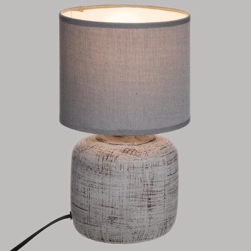 Keramická noční lampička Salta šedá Atmosphera moderní s textilním stínidlem do ložnice 26,5 cm