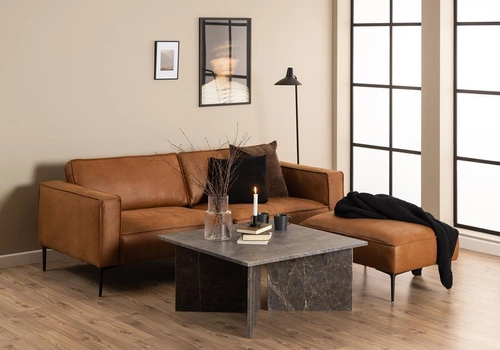 Mramorový čtvercový konferenční stolek Vega 90x90 cm hnědý moderní do obýváku Actona