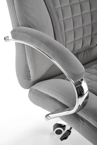Ergonomická kancelářská židle Ukka šedá sametová s nastavitelnou výškou a sklonem pro práci