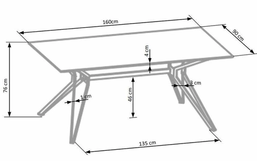 Rozkládací jídelní stůl Class moderní bílý s černými nohami 160 cm Intesi