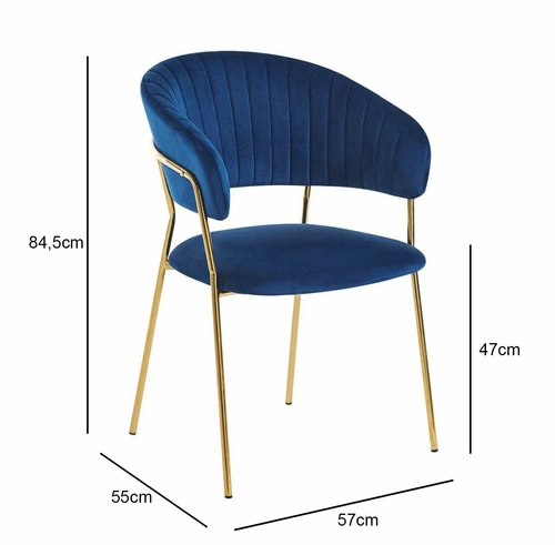 Čalouněná sametová židle s područkami v tmavě modré barvě Intesi Glamour do jídelny a obývacího pokoje