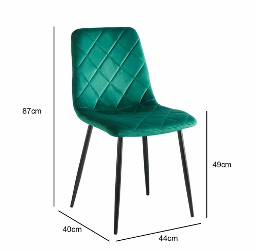 Jídelní židle Solito Intesi zelená sametová čalouněná moderní s černými nohami