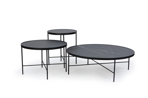 Kulatý konferenční stolek Tre 900 černý moderní kovový do obýváku NORDIFRA 90 cm