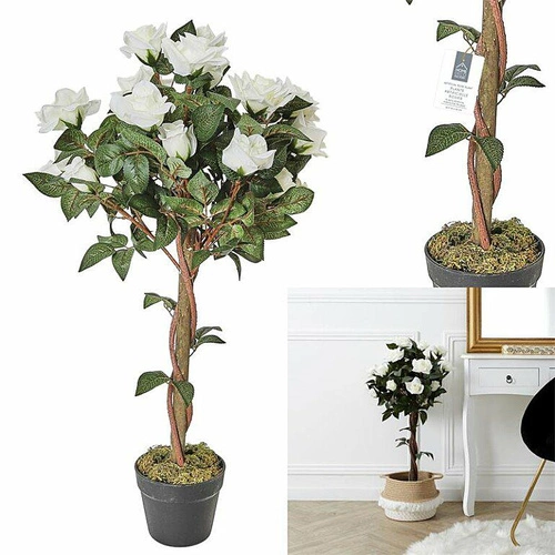 Intesi Umělá růže 90 cm v květináči moderní umělá rostlina do obýváku nebo ložnice