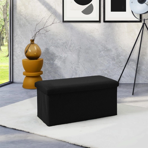 Skládací taburet s úložným prostorem Velse Atom černý obdélníkový moderní do předsíně Intesi