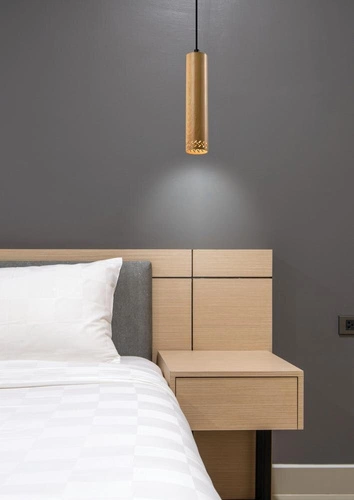 Závěsné svítidlo Tubo dřevěné moderní nastavitelné do obýváku kuchyně jídelny 25 cm