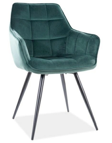 Čalouněná židle Loly Velvet zelená do jídelny sametová s područkami glamour Intesi