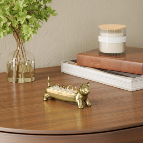 Umbra Ali Cat zlatý stojánek na prsteny sametový držák na šperky kočka