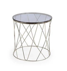 Konferenční stolek Borda kulatý skleněný chrom moderní do obýváku 55 cm Intesi