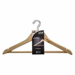 5five simply smart sada 4 dřevěných ramínek na oblečení do šatní skříně v přírodní barvě
