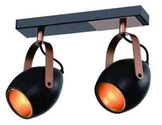 Stropní svítidlo Anica strip černé 2x40W E14 reflektor zlatý