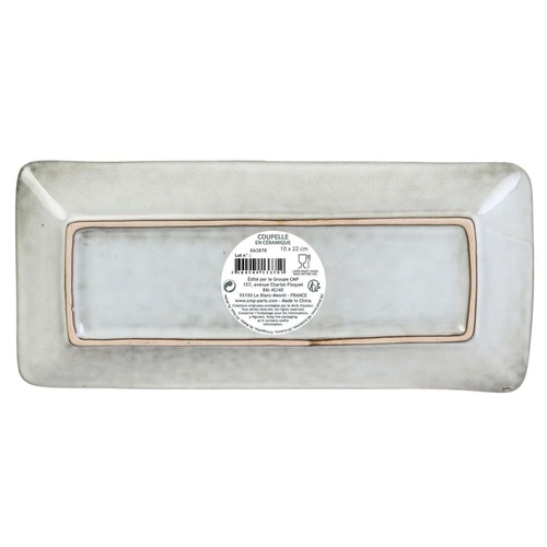 Obdélníkový talíř Tierra šedý 22x10