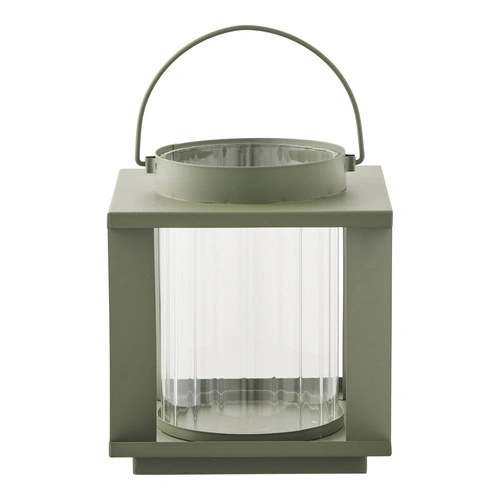 Zahradní lucerna Lohals zelená sklo a kov dekorativní na terasu a balkon