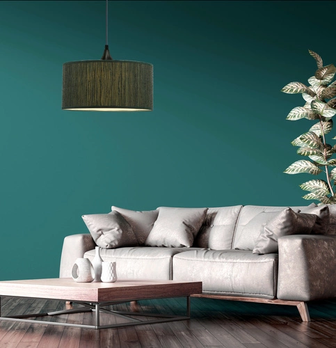 Závěsné svítidlo Patti zelené válcové textilní do obýváku a jídelny, výškově nastavitelné 30 cm