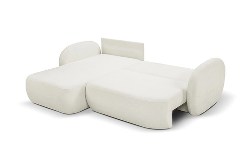 Rohová sedací souprava s rozkladem Salby levá bílá moderní do obýváku s úložným prostorem