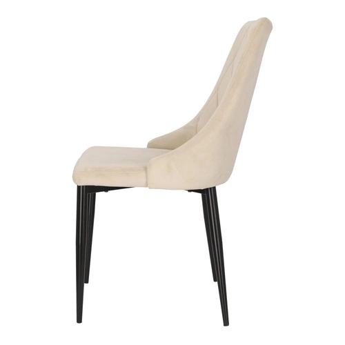 Čalouněná židle Loretta velvet béžová do jídelny a obýváku moderní na černých nohách Intesi