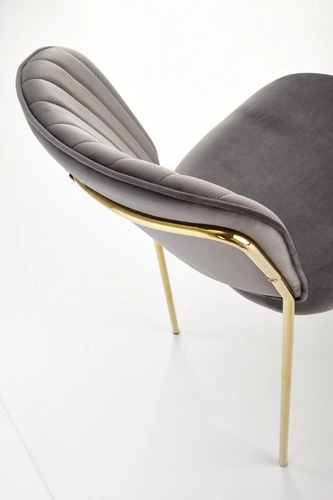 Čalouněná sametová židle Rachel šedá do jídelny a obýváku moderní na zlatých nohách