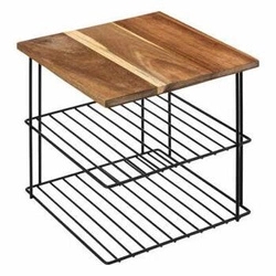 Dřevěná rohová nástěnná police 2patrová industriální do obývacího pokoje 5five simply smart