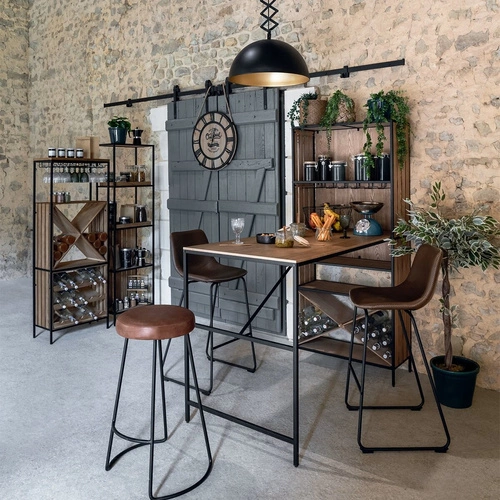 Barová židle loftová Lois Atmosphera hnědá s opěrkou do kuchyně a k ostrůvku, čalouněná vintage 75 cm