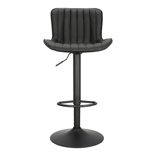 Barová židle Tessa černá moderní s opěrkou, výškově nastavitelná, otočná k kuchyňskému ostrůvku, ekokůže Intesi