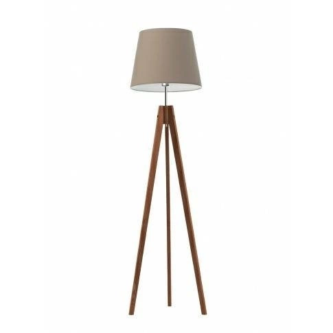 Stojací lampa do obýváku dřevěný trojnožka Aruba béžové stínidlo glamour Lysne 149 cm