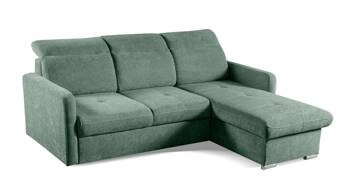 Moderní rohová sedačka Limi levá s rozkladem a úložným prostorem zelená do obýváku