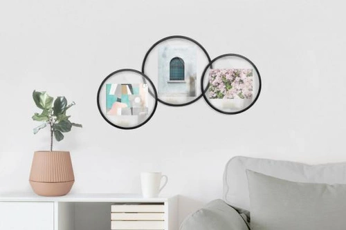 Černý kulatý fotorámeček Infinity Umbra 10x15 stojací dekorativní skandinávský