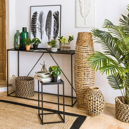 Stojací lampa do obýváku Sand boho dřevěná s papírovým stínidlem Atmosphera