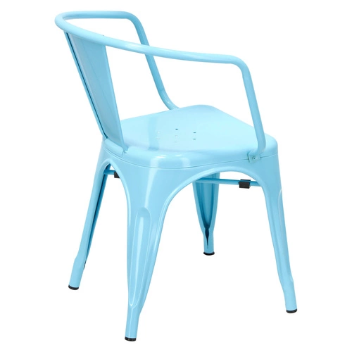 Kovová židle Paris Arms modrá do jídelny a kuchyně ve stylu Tolix industriální