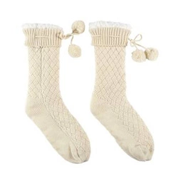 Intesi dámské zimní ponožky krémové s bambulkami teplé a hebké 36-41