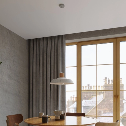 Závěsné svítidlo AFRA šedé betonovo-dřevěné do obýváku moderní nad stůl 40 cm