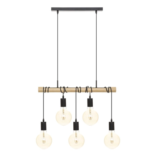 Jake industriální dřevěné závěsné svítidlo 5 světel s nastavitelnou výškou do obývacího pokoje a kuchyně Atmosphera