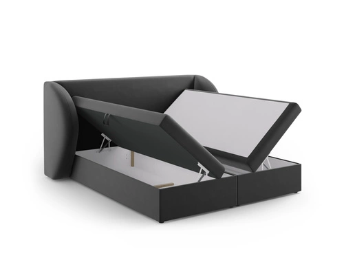 Čalouněná postel Miley 180x200 sametová šedá s úložným prostorem do ložnice glamour