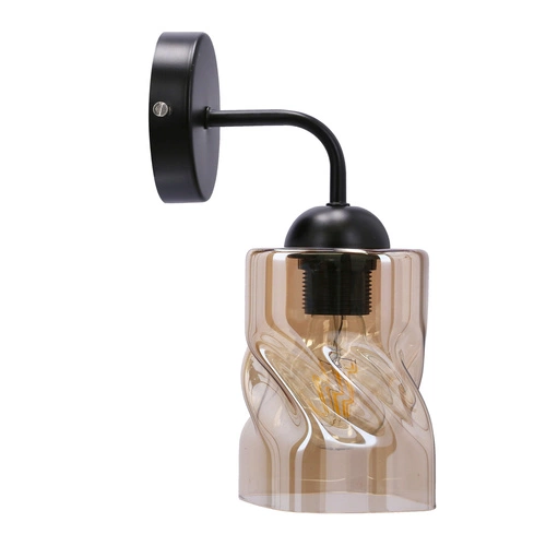 Nástěnné svítidlo Felis moderní černé s jantarovým stínidlem do obýváku a ložnice CANDELLUX