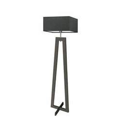 Stojací lampa JAWA grafitová s textilním stínidlem, moderní dřevěná do obýváku Lysne 138 cm