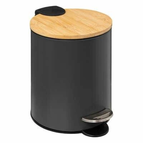Koupelnový odpadkový koš Modern 3l šedý s pedálem a bambusovým víkem 5five