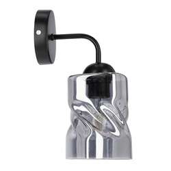 Nástěnné svítidlo Felis moderní černé s kouřovým skleněným stínidlem do obývacího pokoje a ložnice