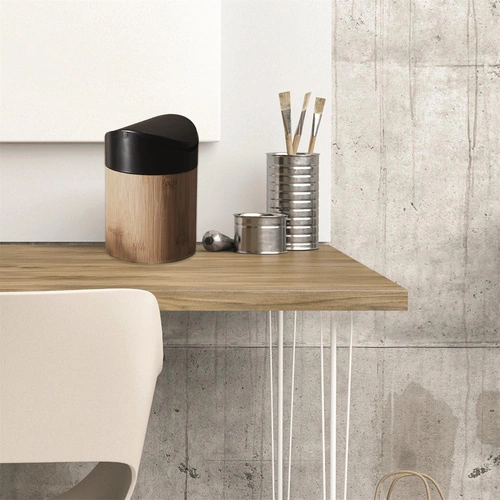 Intesi Mini bambusový otočný odpadkový koš do koupelny a kuchyně černý 1L