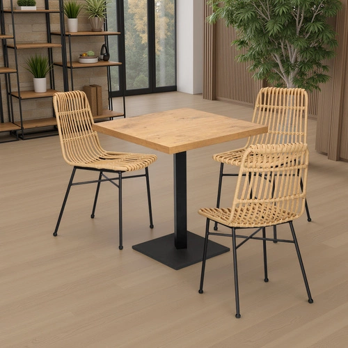 Zahradní křeslo Surabaya boho z technoratanu, přírodní s černými nohami Intesi