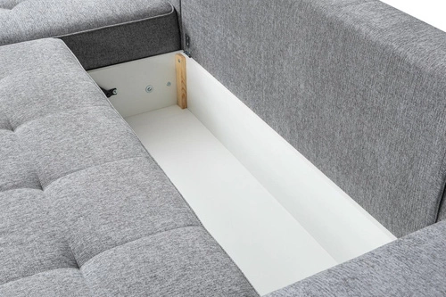 Rohová rozkládací pohovka Rabis béžová moderní do obýváku s úložným prostorem Intesi