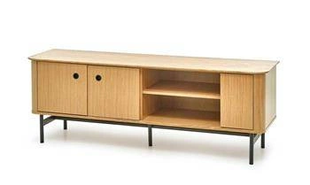 TV stolek Zefir 167 cm moderní dřevěný dub černý na vysokých nohách do obýváku Intesi