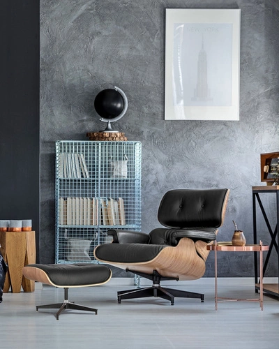 Kožené otočné křeslo Vip Lounge černé s područkami, moderní do obýváku