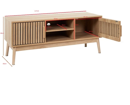 TV stolek z masivu Klaus 117 cm moderní skandinávský do obýváku stojící Intesi