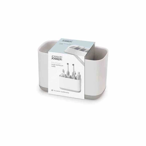 Joseph Joseph JJ bílý plastový kelímek na zubní kartáčky do koupelny